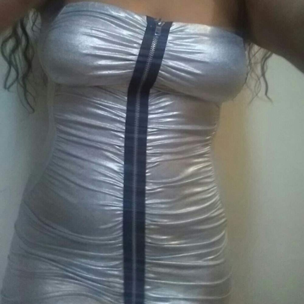 Sexy Silver dress with functioning zipper